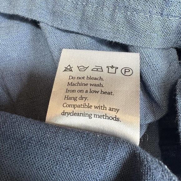 Sellse Blue Linen Oversized Maxi Dress Size S  M Lagenlook Pleated - Picture 12 of 14